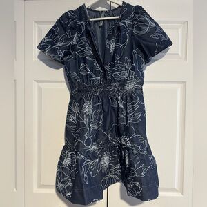 Anthropologie Navy Floral Mini Dress